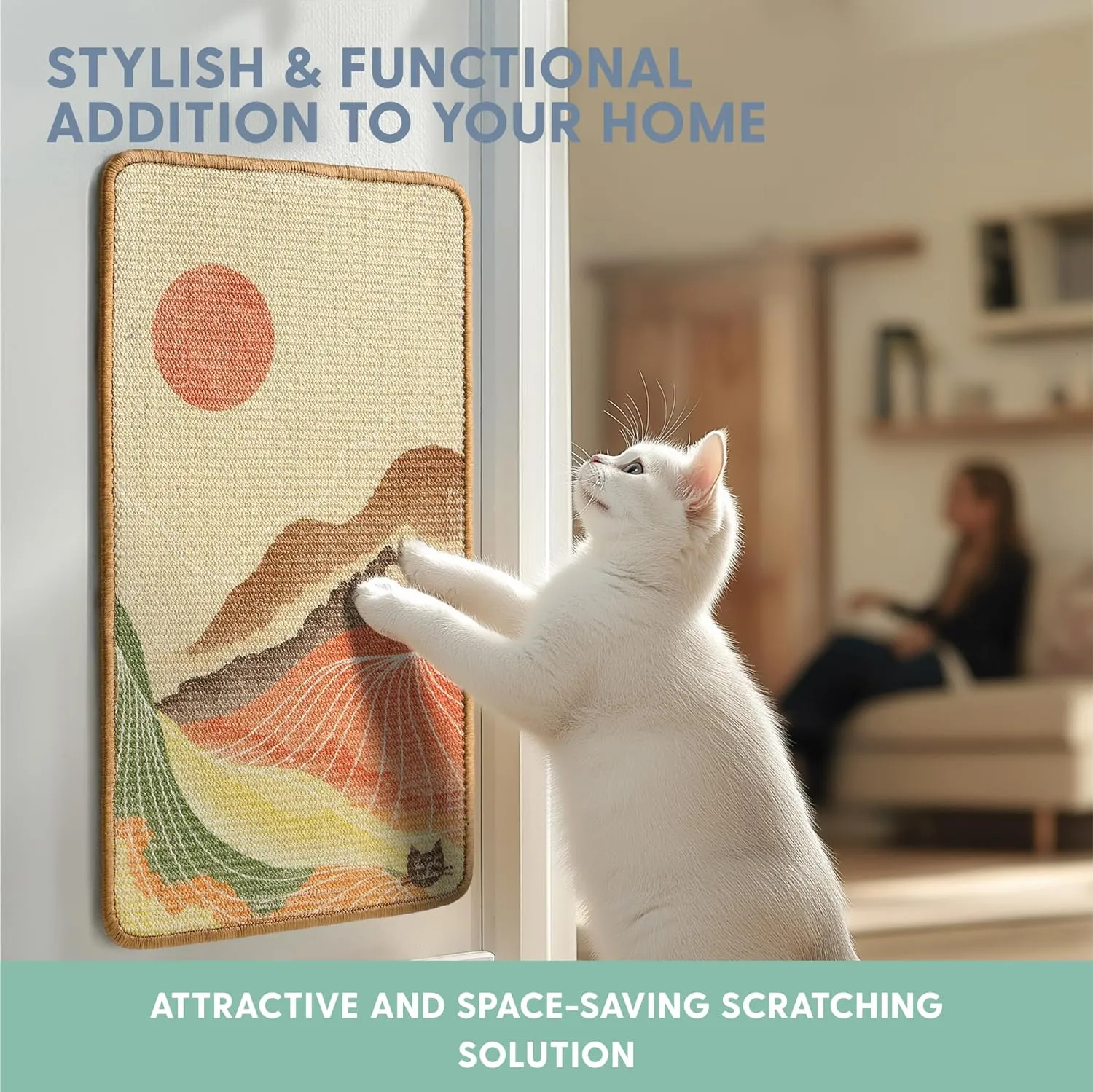 The Cat Ladies Scratching Poster - Wall Scratcher Pads - Scratch Mat Art Print for Indoor Cats - Furniture, Couch, and Carpet Protector - Wall Mounted or Floor Sisal Scratchers
