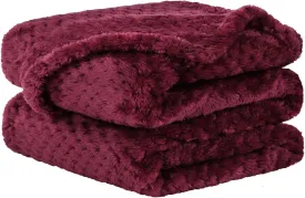 uxcell Flannel Fleece Bed Blankets, Soft Warm Microfiber Blanket, Mesh Fuzzy Plush 330GSM Lightweight Decorative Solid Blankets for Bed Pet (30"x40") Burgundy