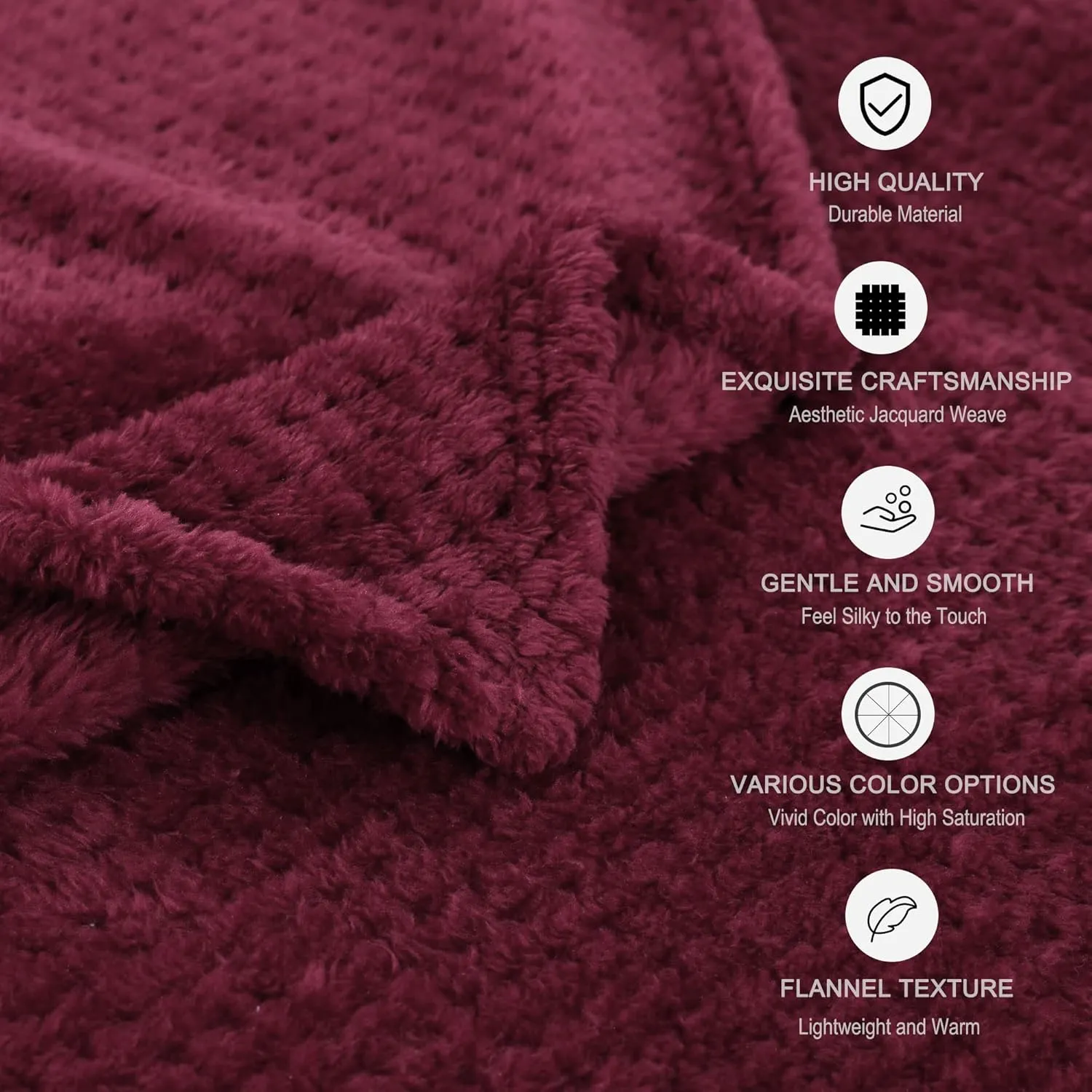 uxcell Flannel Fleece Bed Blankets, Soft Warm Microfiber Blanket, Mesh Fuzzy Plush 330GSM Lightweight Decorative Solid Blankets for Bed Pet (30"x40") Burgundy