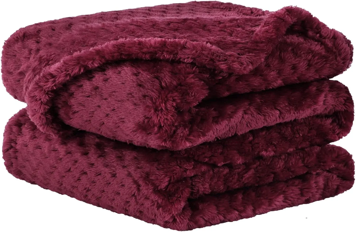 uxcell Flannel Fleece Bed Blankets, Soft Warm Microfiber Blanket, Mesh Fuzzy Plush 330GSM Lightweight Decorative Solid Blankets for Bed Pet (30"x40") Burgundy