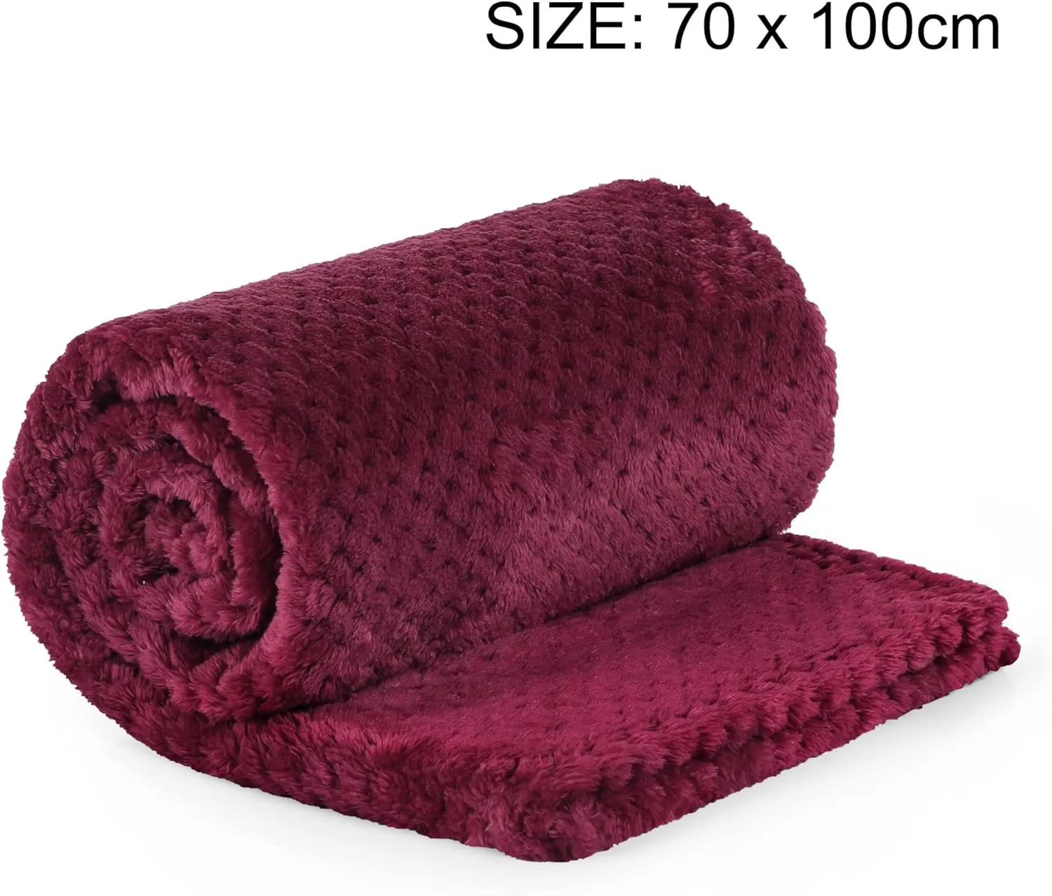 uxcell Flannel Fleece Bed Blankets, Soft Warm Microfiber Blanket, Mesh Fuzzy Plush 330GSM Lightweight Decorative Solid Blankets for Bed Pet (30"x40") Burgundy