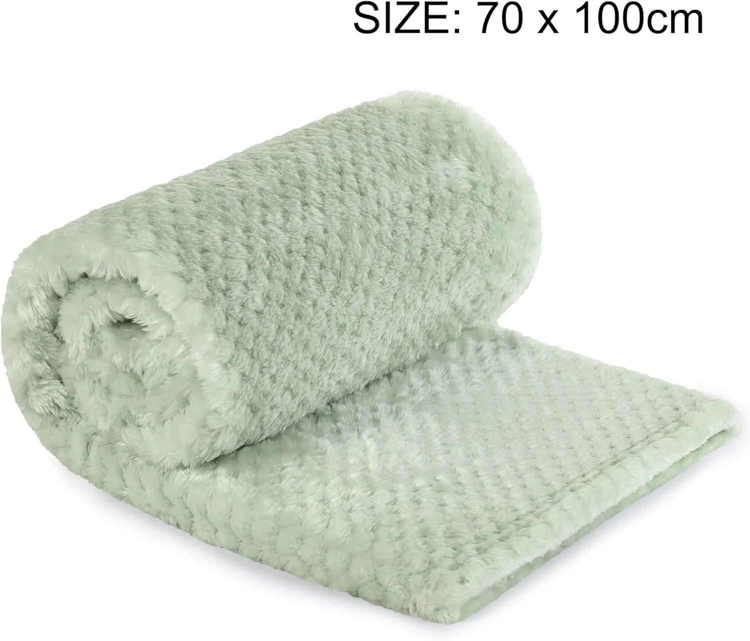 uxcell Flannel Fleece Bed Blankets, Soft Warm Microfiber Blanket, Mesh Fuzzy Plush 330GSM Lightweight Decorative Solid Blankets for Bed Pet (30"x40") Pale Green