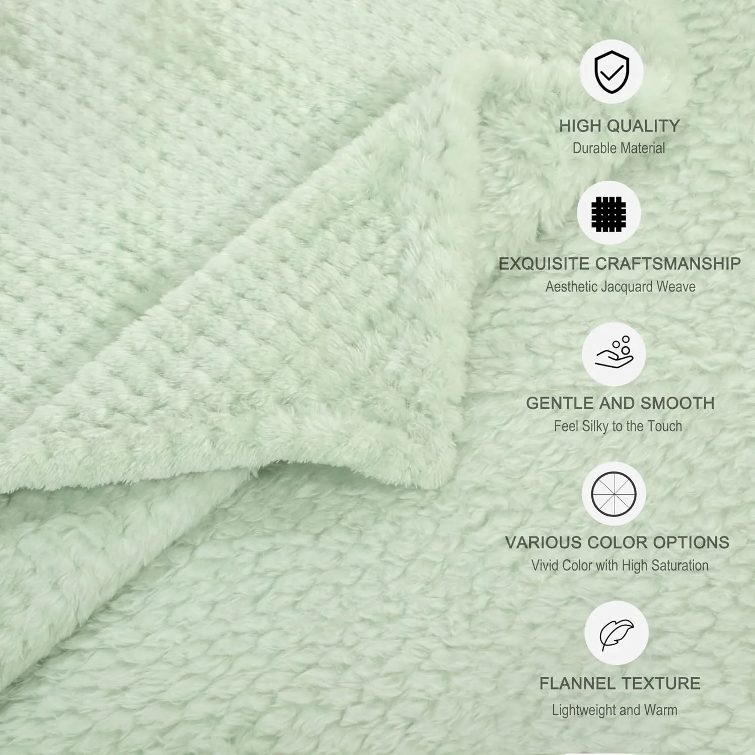uxcell Flannel Fleece Bed Blankets, Soft Warm Microfiber Blanket, Mesh Fuzzy Plush 330GSM Lightweight Decorative Solid Blankets for Bed Pet (30"x40") Pale Green