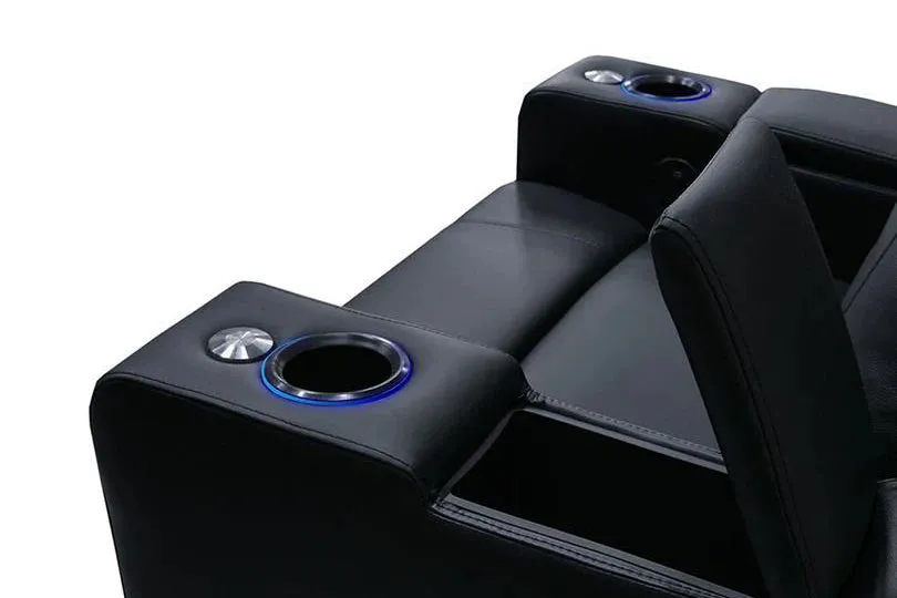 Valencia Piacenza Leather Home Theater Seating Power Headrest Single, Black
