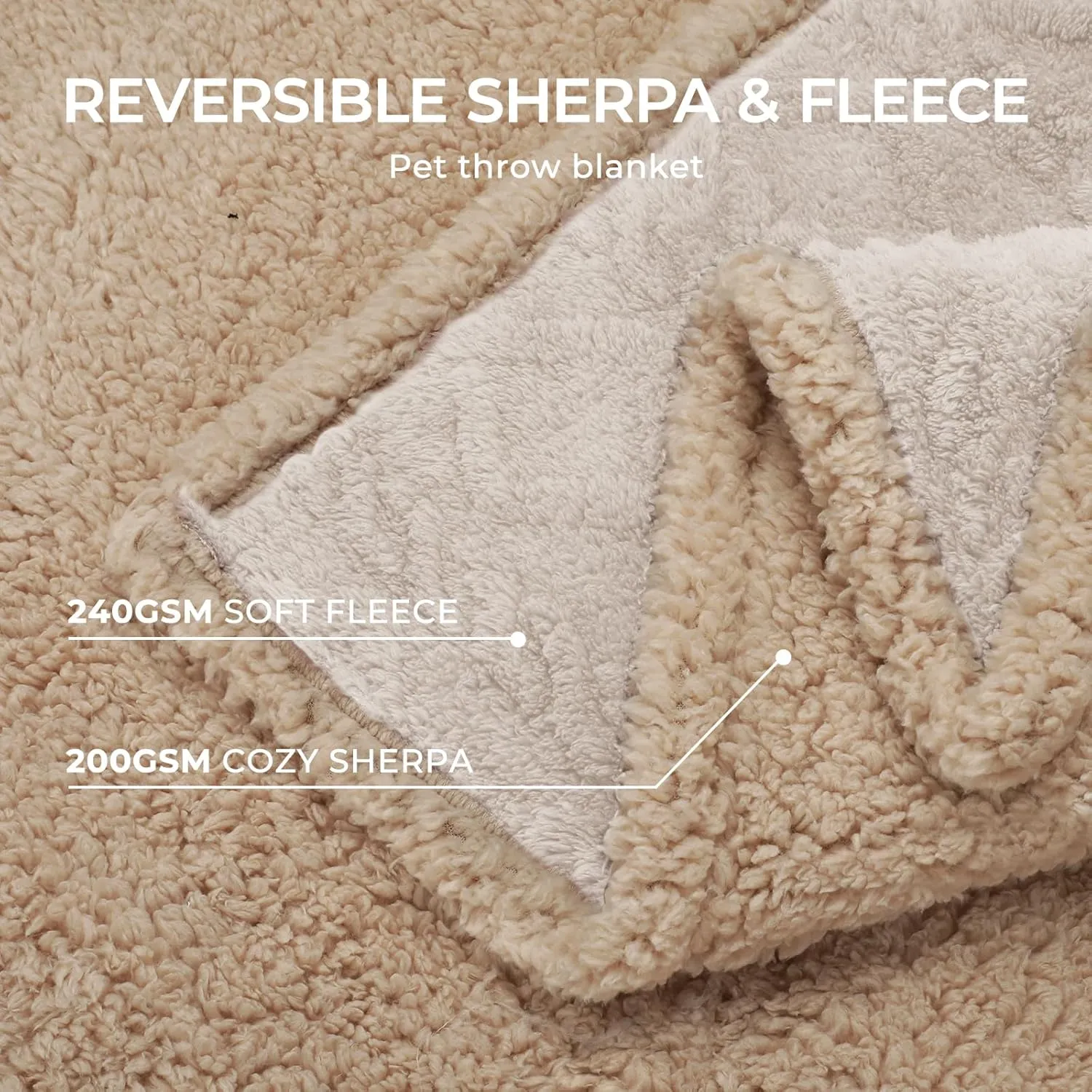 Waterproof Pet Blanket, Liquid Pee Proof Dog Blankets for Sofa Bed Couch, Reversible Sherpa Fleece Furniture Protector Cover for Small Medium Large Dogs Cats,Beige-Thicken Small40" x 28"