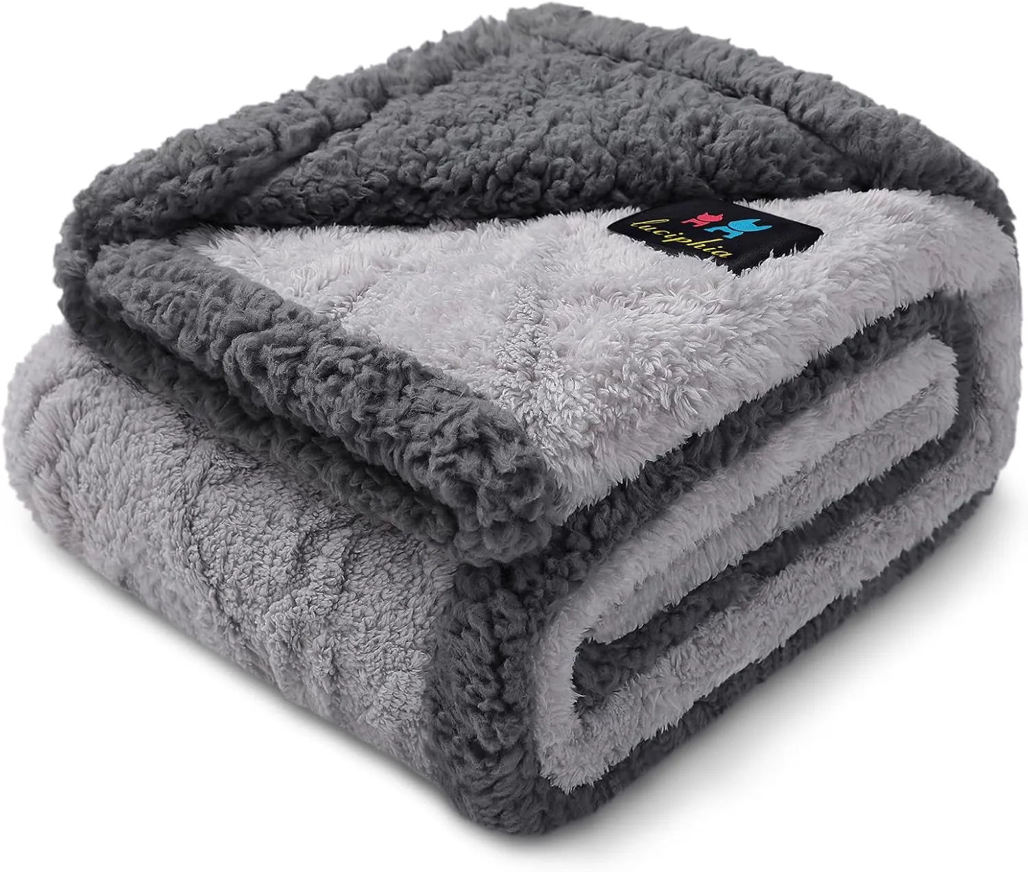 Waterproof Pet Blanket, Liquid Pee Proof Dog Blankets for Sofa Bed Couch, Reversible Sherpa Fleece Furniture Protector Cover for Small Medium Large Dogs Cats,Light Grey Small40" x 28"