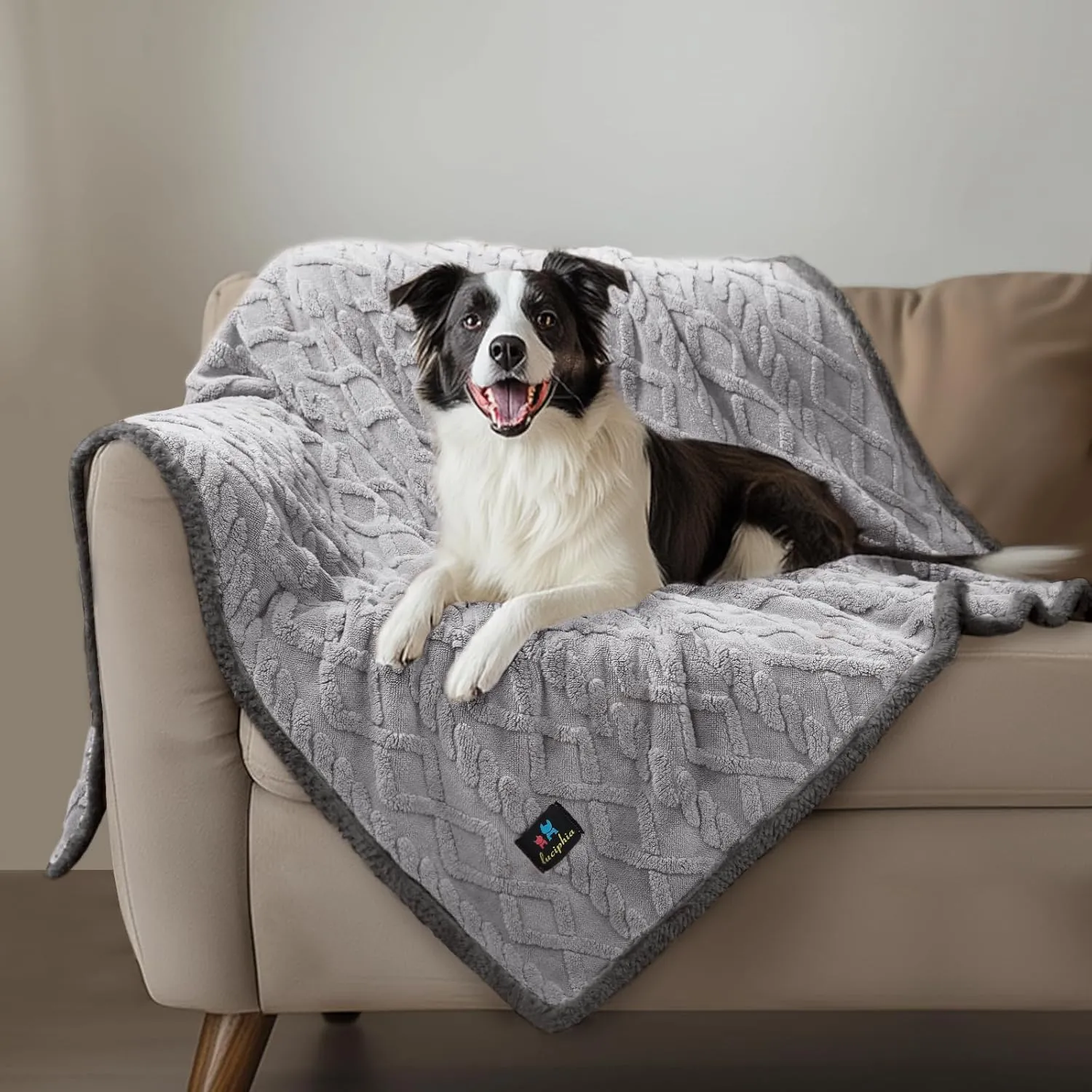 Waterproof Pet Blanket, Liquid Pee Proof Dog Blankets for Sofa Bed Couch, Reversible Sherpa Fleece Furniture Protector Cover for Small Medium Large Dogs Cats,Light Grey Small40" x 28"