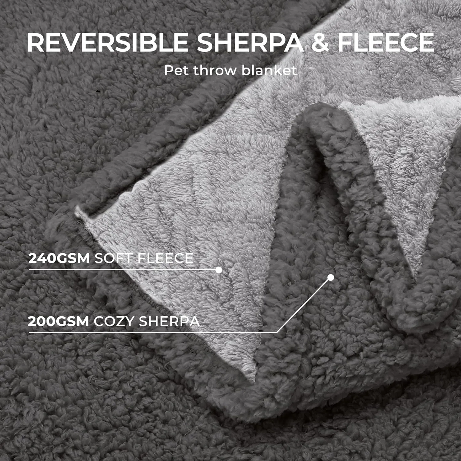 Waterproof Pet Blanket, Liquid Pee Proof Dog Blankets for Sofa Bed Couch, Reversible Sherpa Fleece Furniture Protector Cover for Small Medium Large Dogs Cats,Light Grey Small40" x 28"