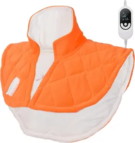 Weighted Heating Pad for Neck and Shoulders and Back, Electric Heating Pad for Neck & Shoulders Pain Relief, 6 Heat Settings Heated Pad with Auto Off (Orange M)