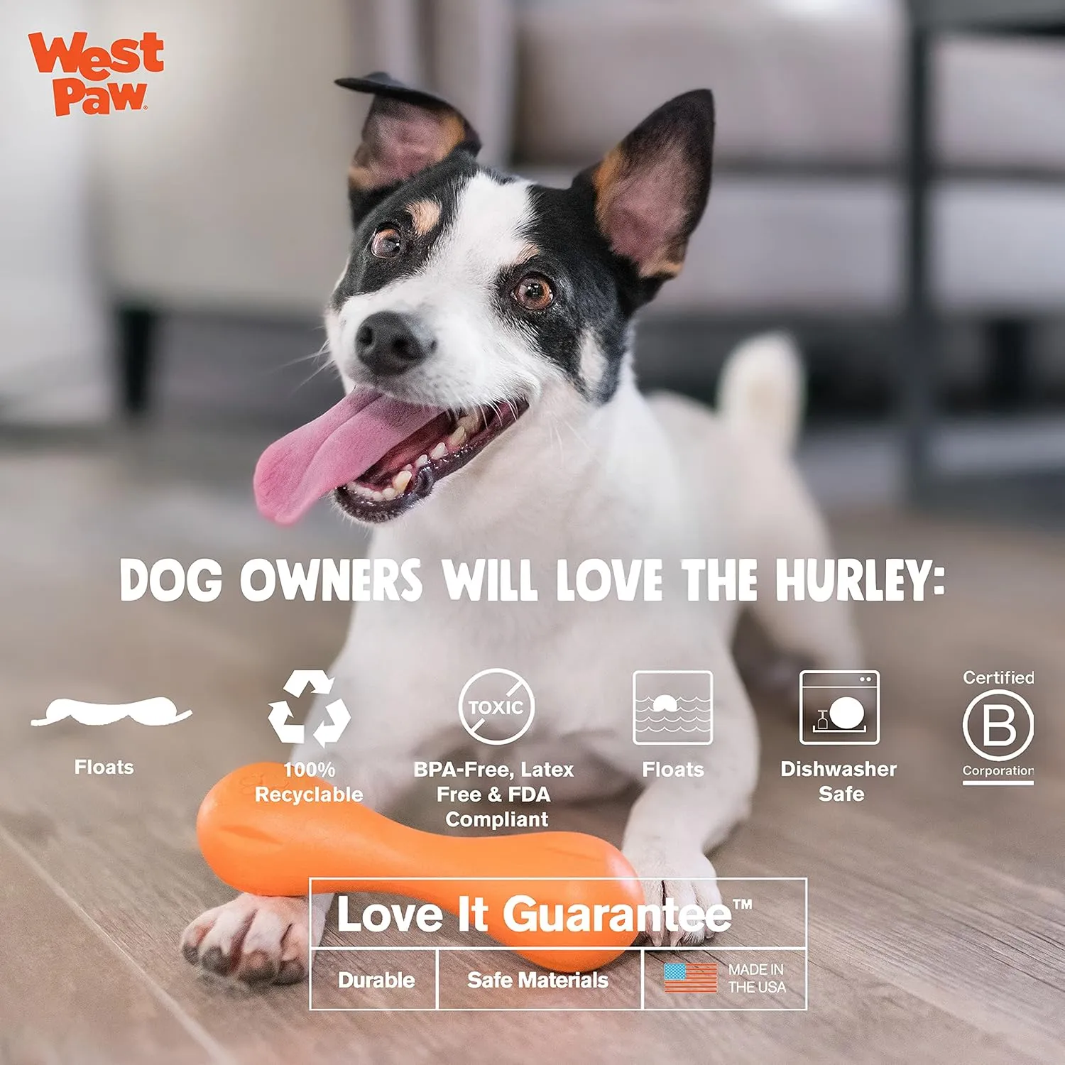 WEST PAW Zogoflex Hurley Dog Bone Chew Toy  Floatable Pet Toys for Aggressive Chewers, Catch, Fetch  Bright-Colored Bones for Dogs  Recyclable, Dishwasher-Safe, Non-Toxic, Small 6", Ruby Red