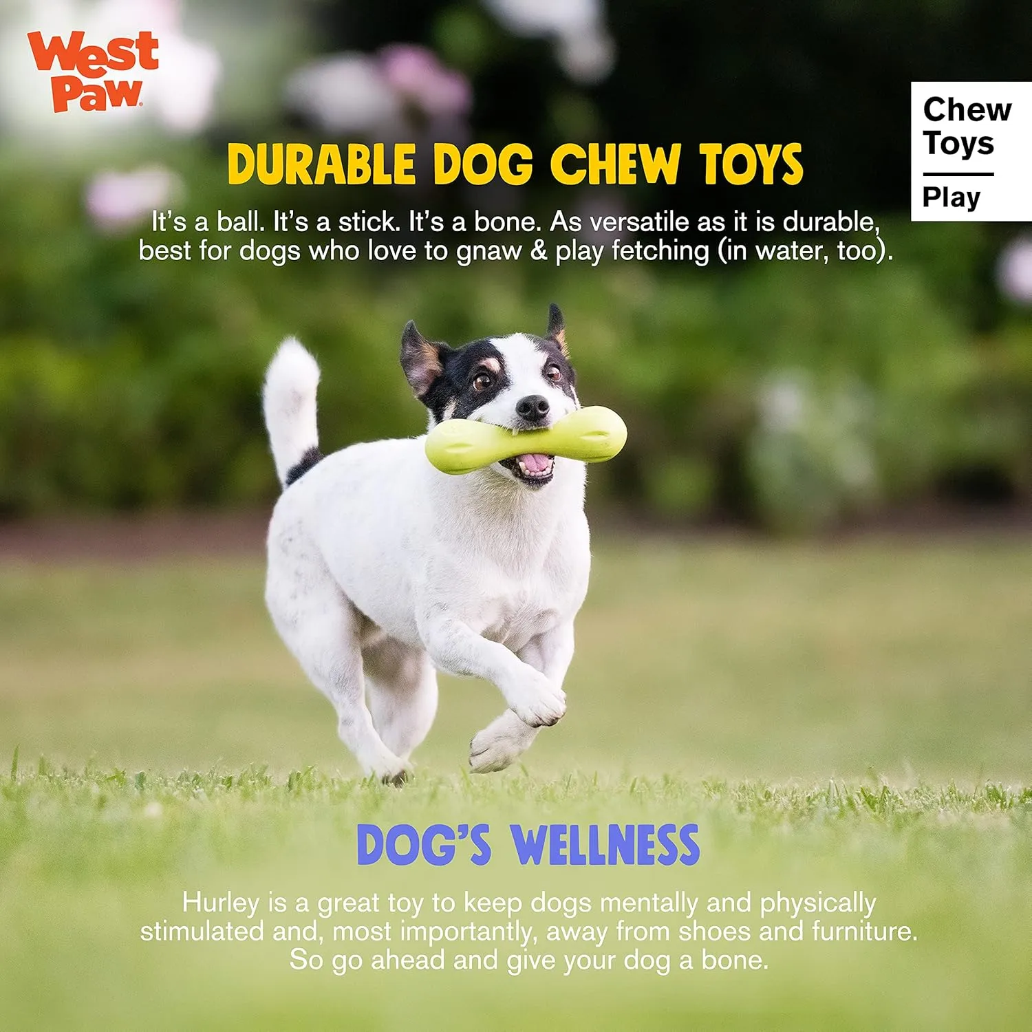 WEST PAW Zogoflex Hurley Dog Bone Chew Toy  Floatable Pet Toys for Aggressive Chewers, Catch, Fetch  Bright-Colored Bones for Dogs  Recyclable, Dishwasher-Safe, Non-Toxic, Small 6", Ruby Red