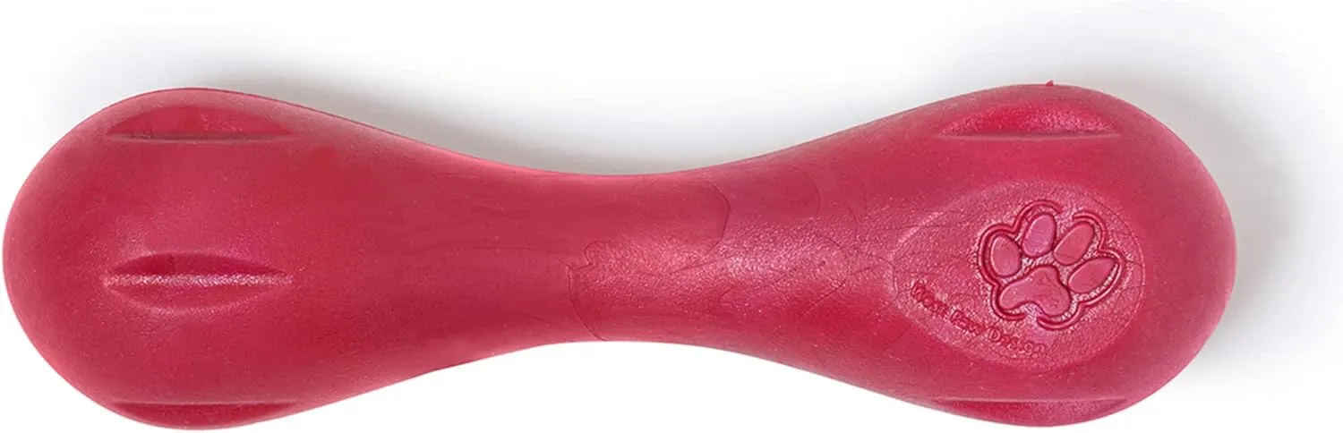 WEST PAW Zogoflex Hurley Dog Bone Chew Toy  Floatable Pet Toys for Aggressive Chewers, Catch, Fetch  Bright-Colored Bones for Dogs  Recyclable, Dishwasher-Safe, Non-Toxic, Small 6", Ruby Red