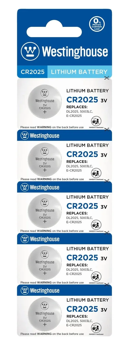 Westinghouse CR2025 3V Lithium Coin Cell Battery