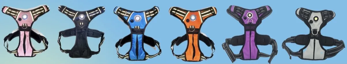 Whisker Shack Headlight Harness: Reflective LED Dog Harness - American Made, No Pull, Water Resistant