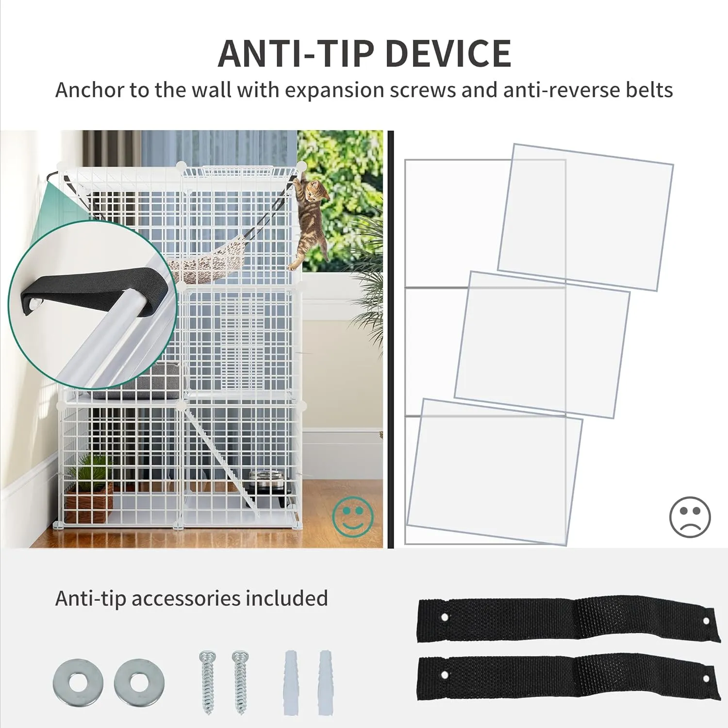 YITAHOME Cat Cage Indoor Cat Enclosures DIY Cat Playpen Metal Kennel with Extra Large Hammock for 1-2 Cats, Ferret, Chinchilla, Rabbit, Small Animals White