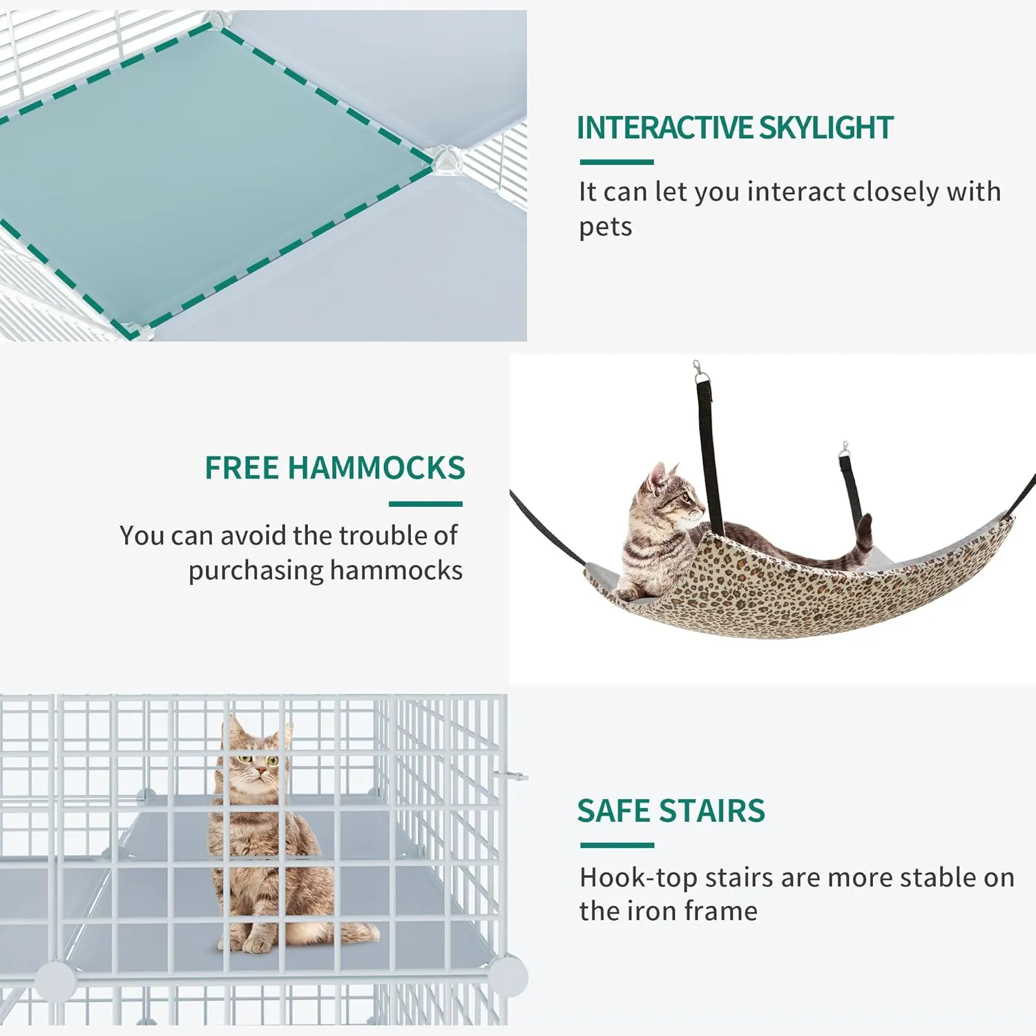 YITAHOME Cat Cage Indoor Cat Enclosures DIY Cat Playpen Metal Kennel with Extra Large Hammock for 1-2 Cats, Ferret, Chinchilla, Rabbit, Small Animals White